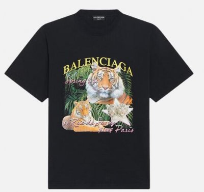 BALENCIAGA巴黎世家女士印花圆领时尚短袖T恤