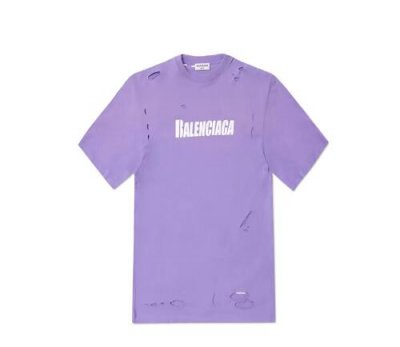 BALENCIAGA巴黎世家DESTROYED女士裂纹设计圆领T